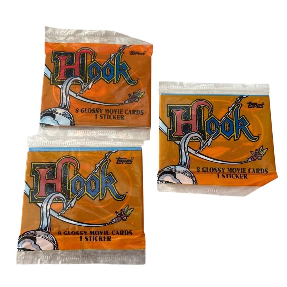 Topps 1991 Hook Movie Cards 8 Glossy Cards & 1 Sticker   Set of 3 Packs   Sealed
